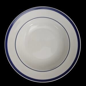 LTN Home Boulevard Cafe Soup Bowls 8.5 Blue Rim Set of 3